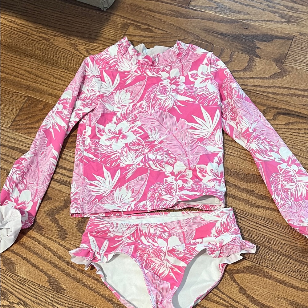 Janie and Jack Pink Floral Rashguard Set